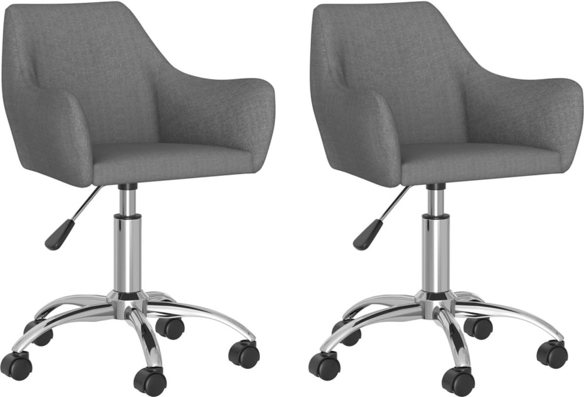 Vidaxl Eetkamerstoelen 2 St Draaibaar Stof Donker - Grijs