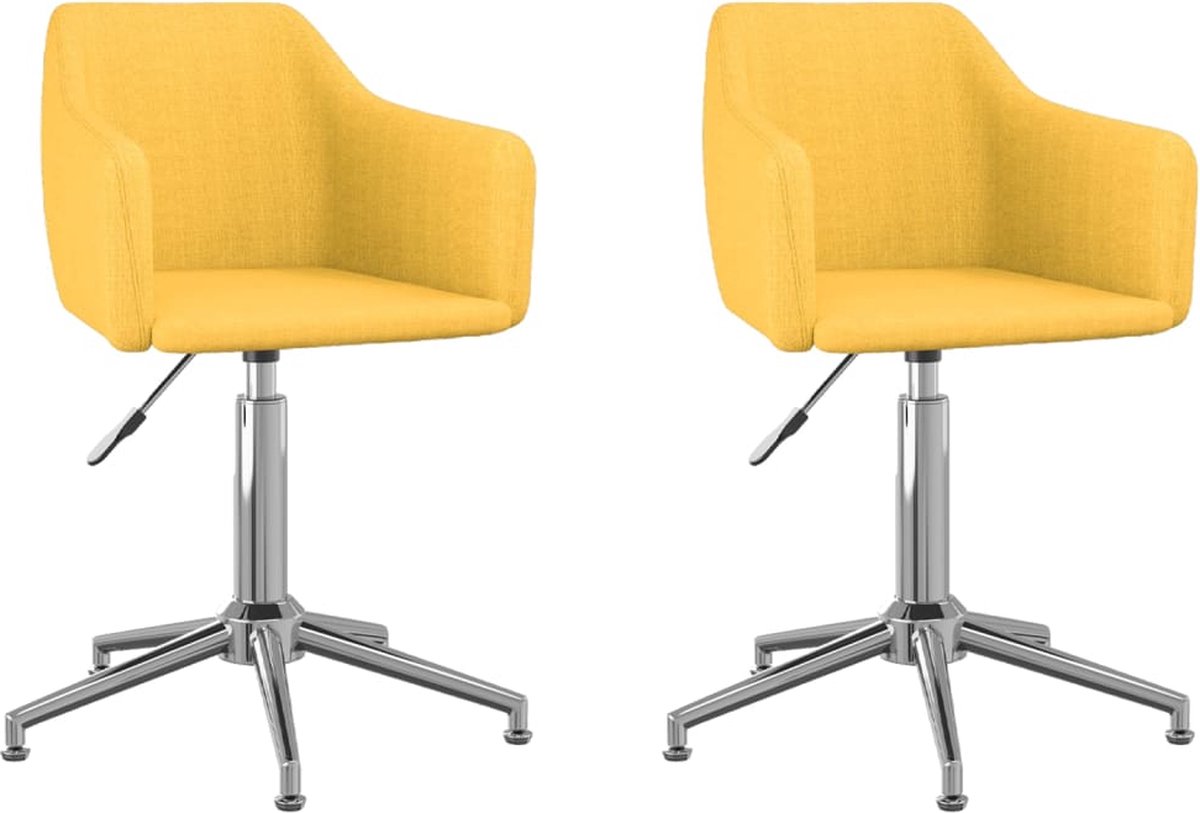 Vidaxl Eetkamerstoelen Draaibaar 2 St Stof - Geel