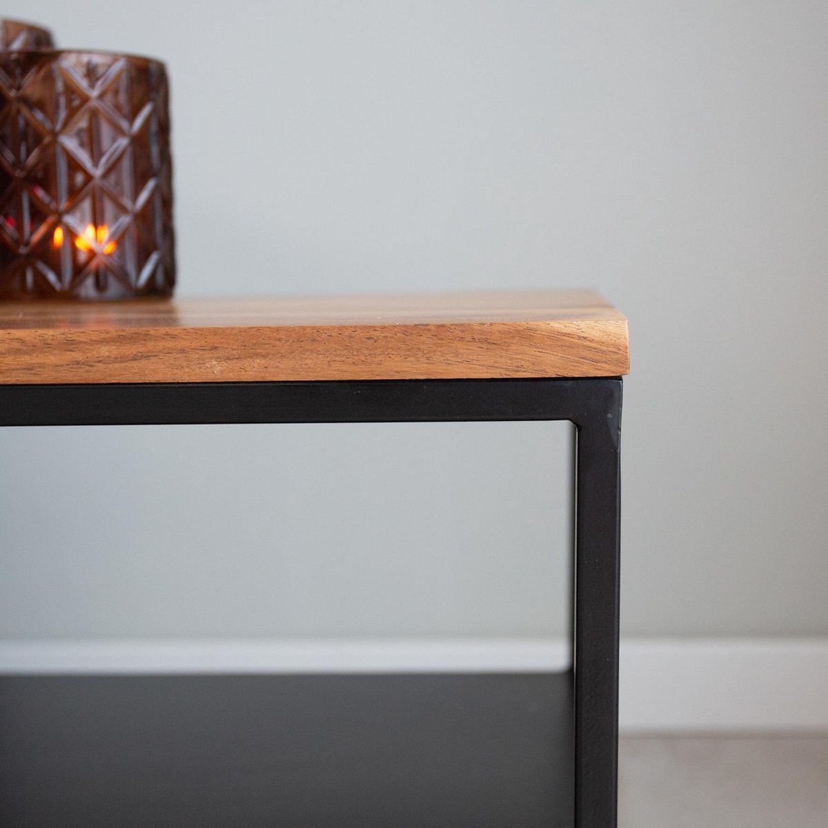 Dimehouse Industriële Nachtkastje Rafael - Mangohout - 40x40 Cm - Bruin