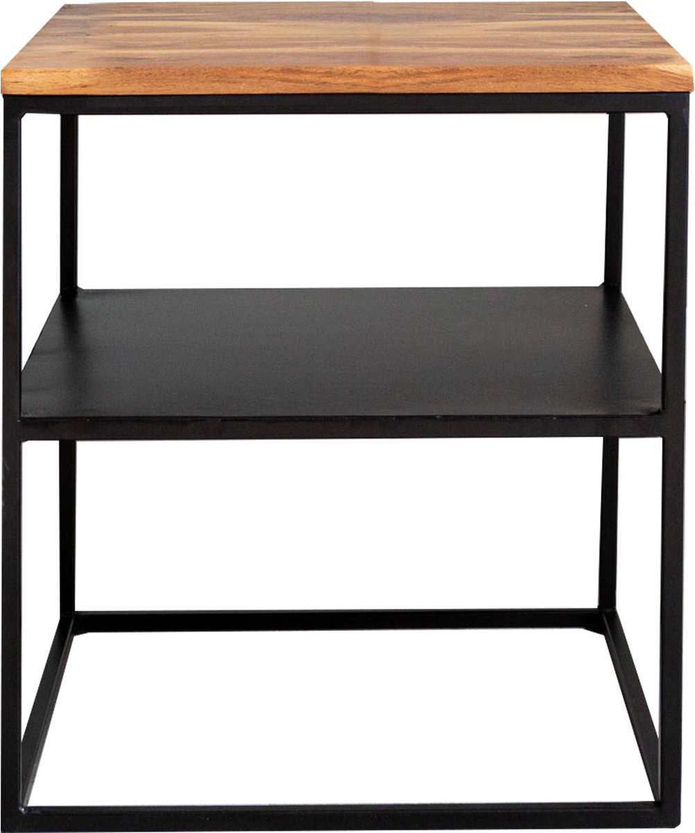 Dimehouse Industriële Nachtkastje Rafael - Mangohout - 40x40 Cm - Bruin