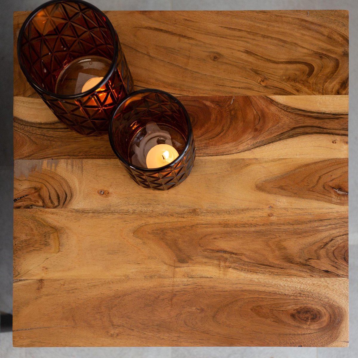 Dimehouse Industriële Nachtkastje Rafael - Mangohout - 40x40 Cm - Bruin