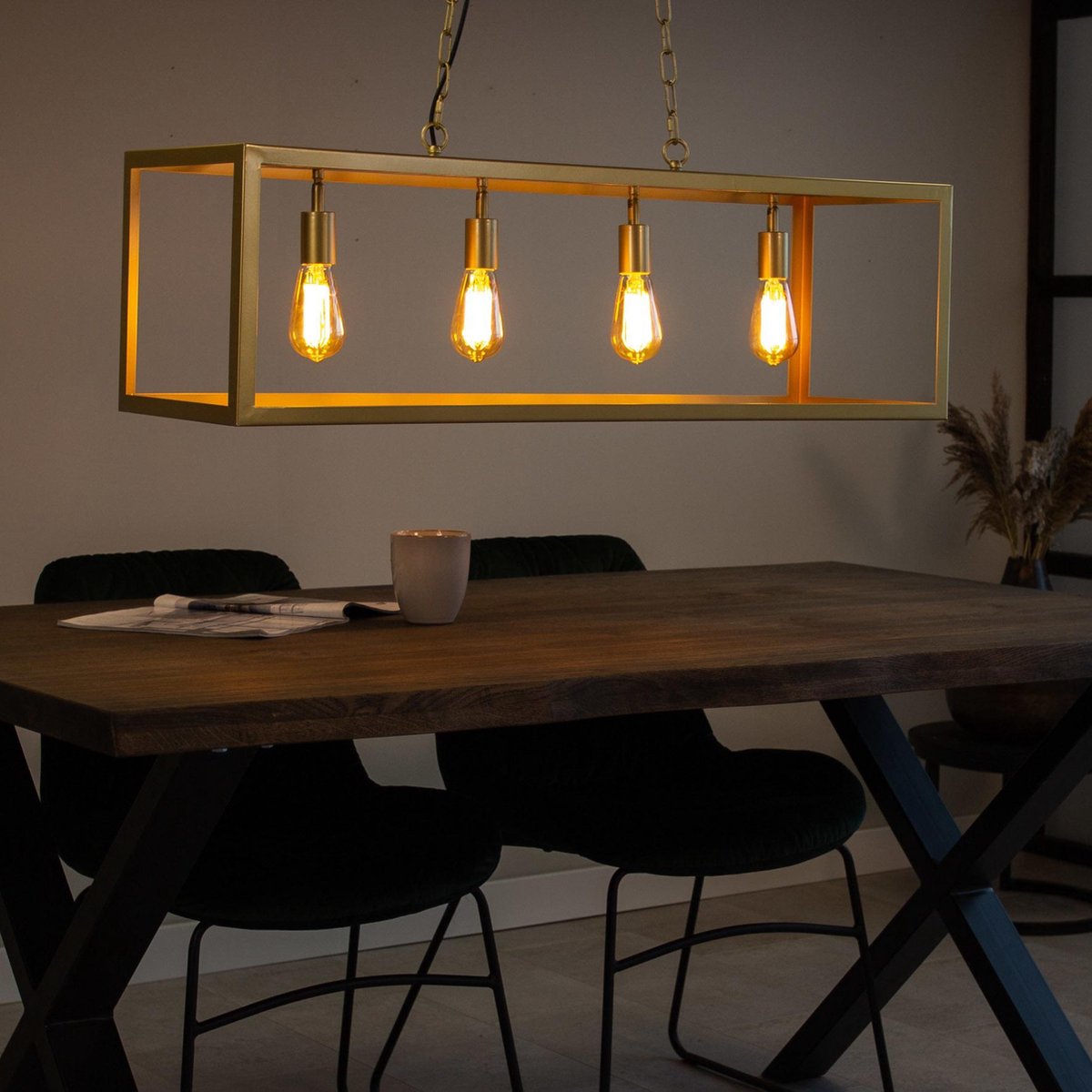 Dimehouse Industrieel Hanglamp Duncan - 4-lichts - Goud