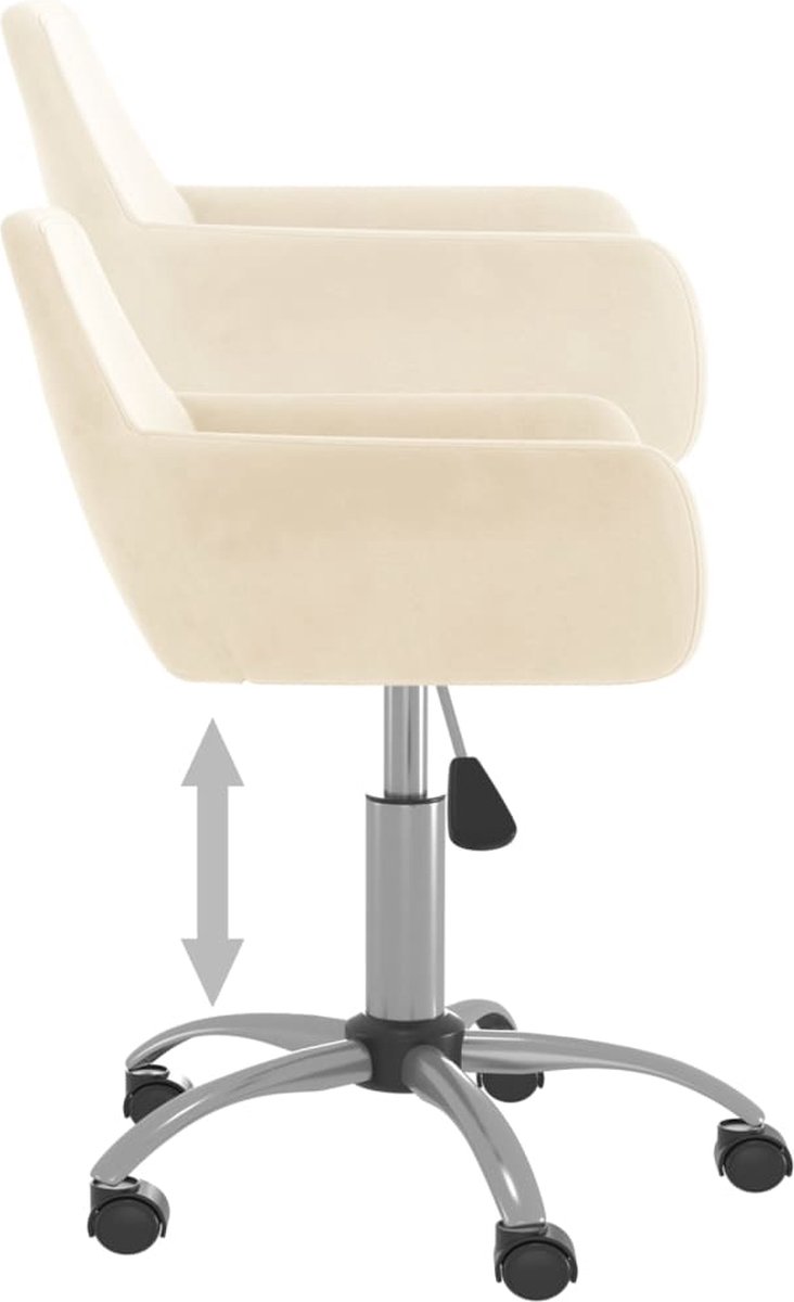 Vidaxl Eetkamerstoelen 2 St Draaibaar Fluweel Crèmekleurig