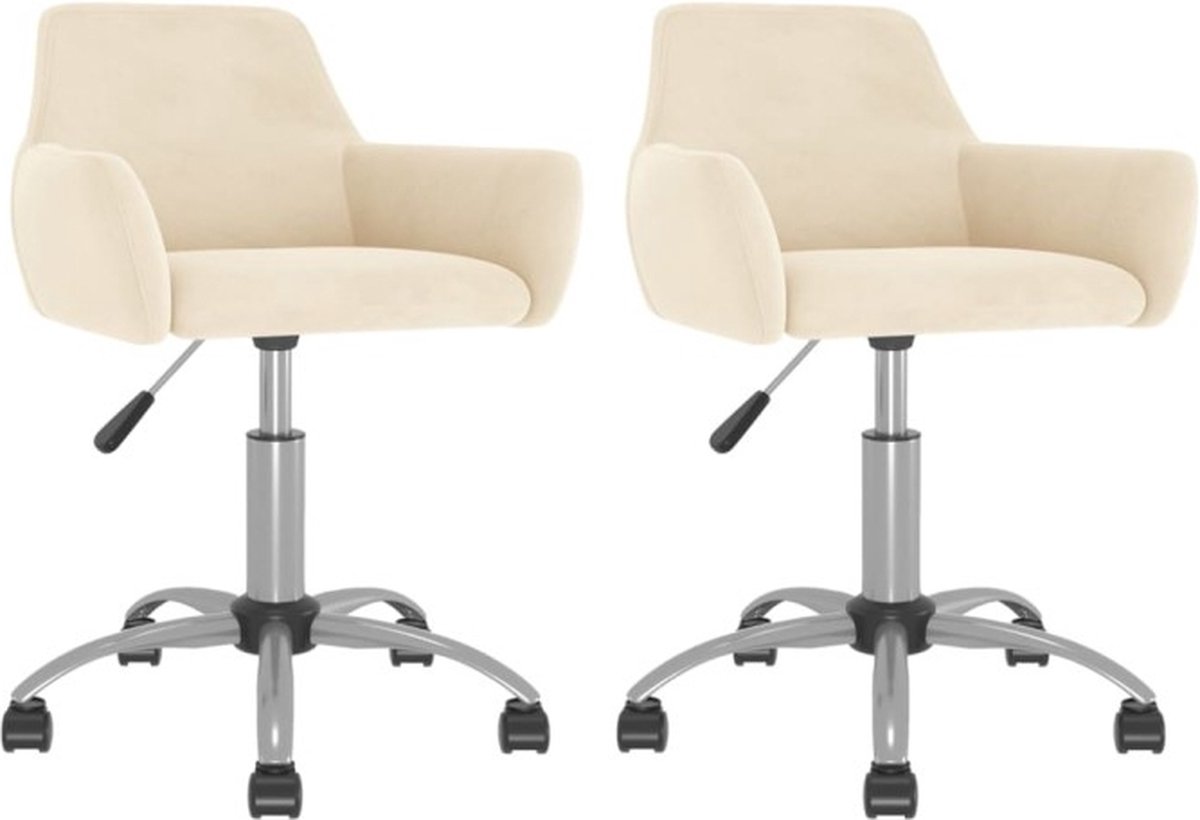 Vidaxl Eetkamerstoelen 2 St Draaibaar Fluweel Crèmekleurig