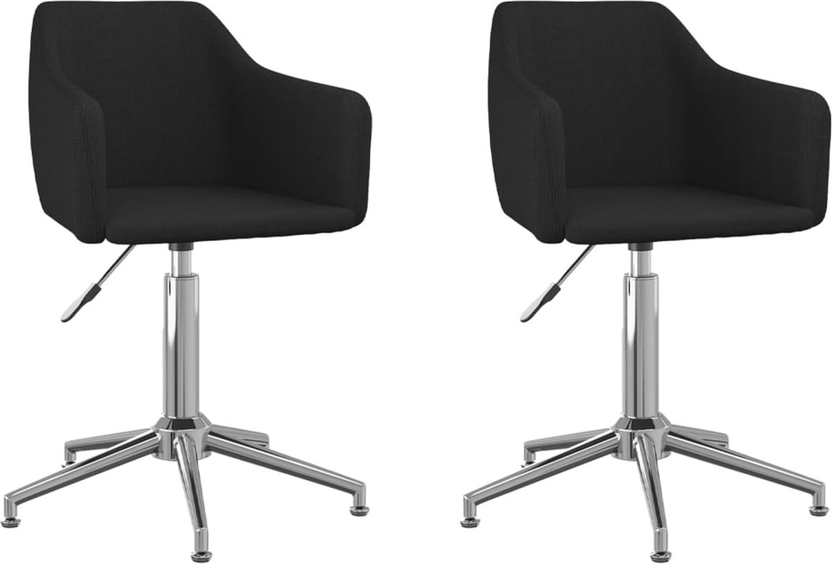 Vidaxl Eetkamerstoelen Draaibaar 2 St Stof - Zwart