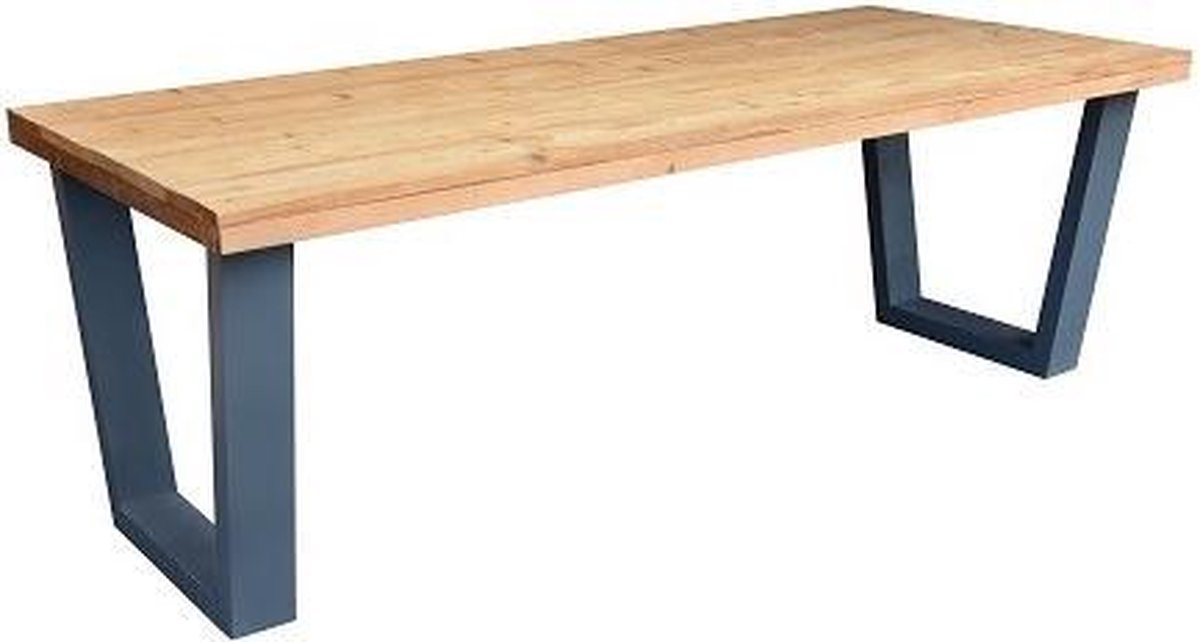 Wood4you - Eettafel New York Roasted Wood 220lx78hx90l Cm Antraciet - Bruin