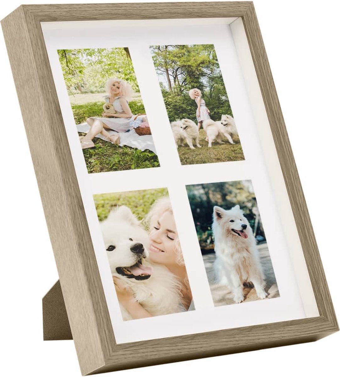 Vidaxl Fotolijsten 5 St Voor 4x(10x15cm) Cm Foto 3d 28x35 Cm Donkerhoutkleur - Bruin