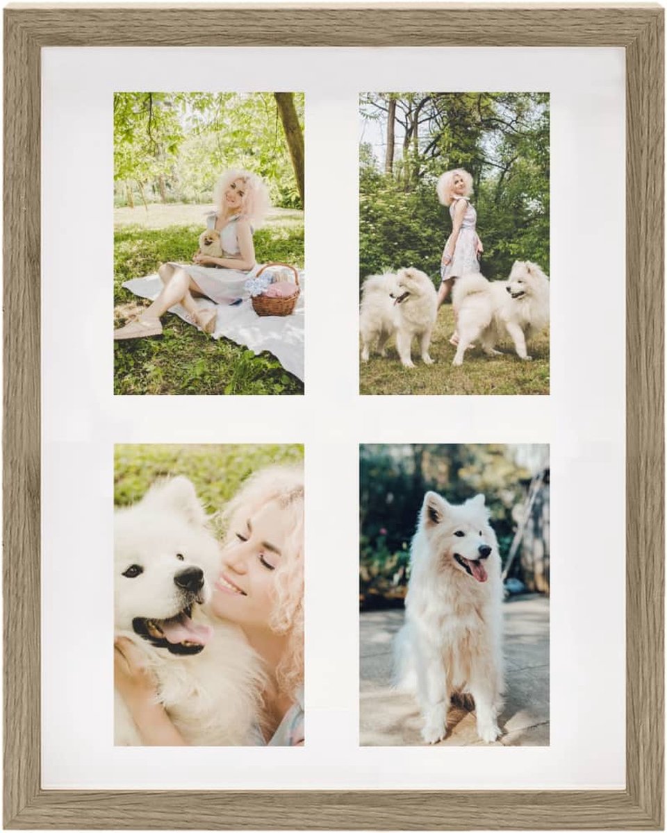 Vidaxl Fotolijsten 5 St Voor 4x(10x15cm) Cm Foto 3d 28x35 Cm Donkerhoutkleur - Bruin