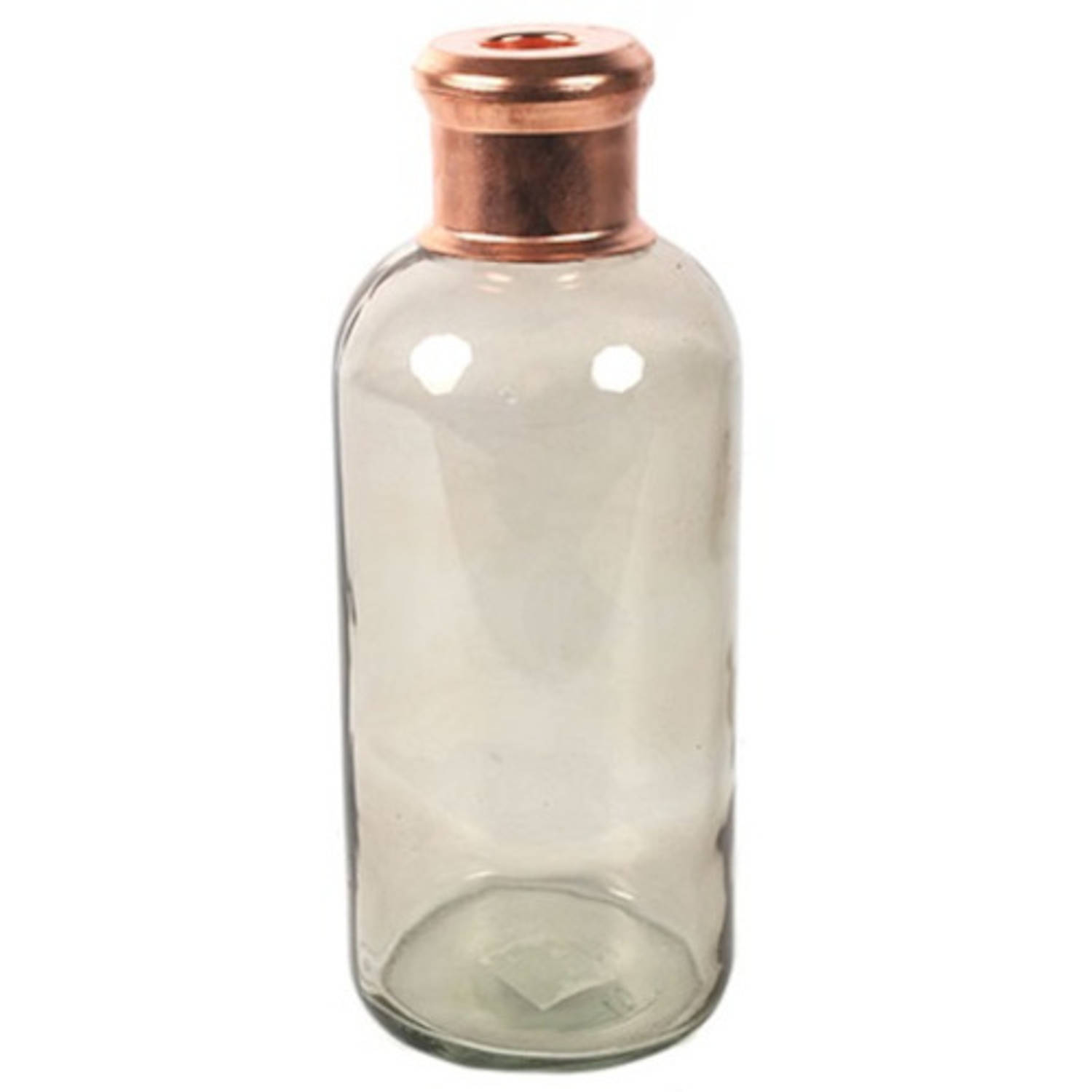 Non-branded Vaas Babet 27,5 X 10,5 Cm Glas/koper - Beige