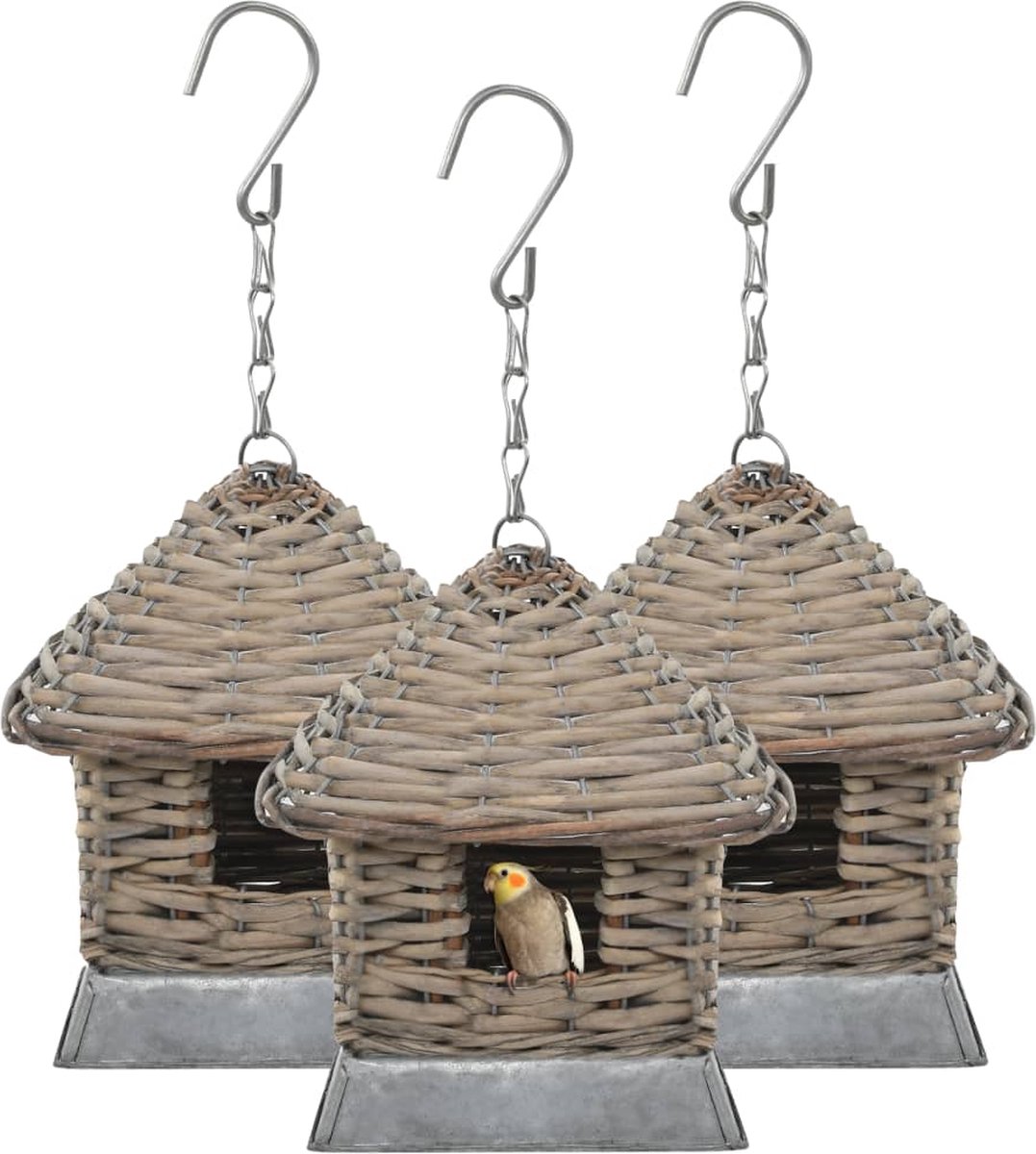 Vidaxl Vogelhuizen Riet 3 St - Bruin