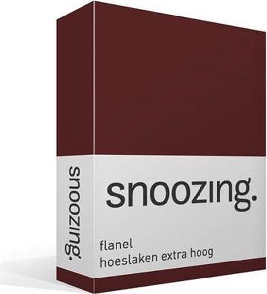 Snoozing - Flanel - Hoeslaken - Extra Hoog - 200x200 - Aubergine - Roze