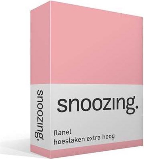 Snoozing - Flanel - Hoeslaken - Extra Hoog - 200x200 - - Roze