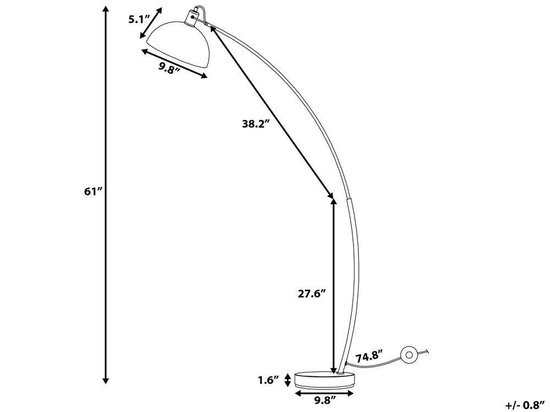 Beliani Dintel Staande Lamp Metaal 25 X 25 Cm - Silver