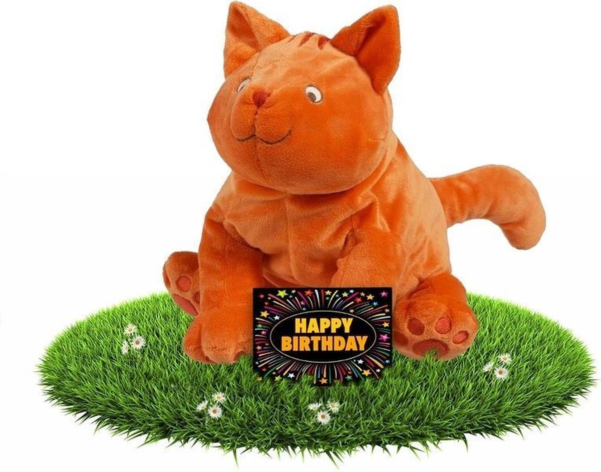 Happy Horse Verjaardag Knuffel Dikkie Dik 30 Cm Met Gratis Verjaardagskaart - Oranje