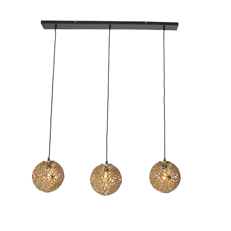 QAZQA Art deco hanglamp goud langwerpig 3-lichts - Maro