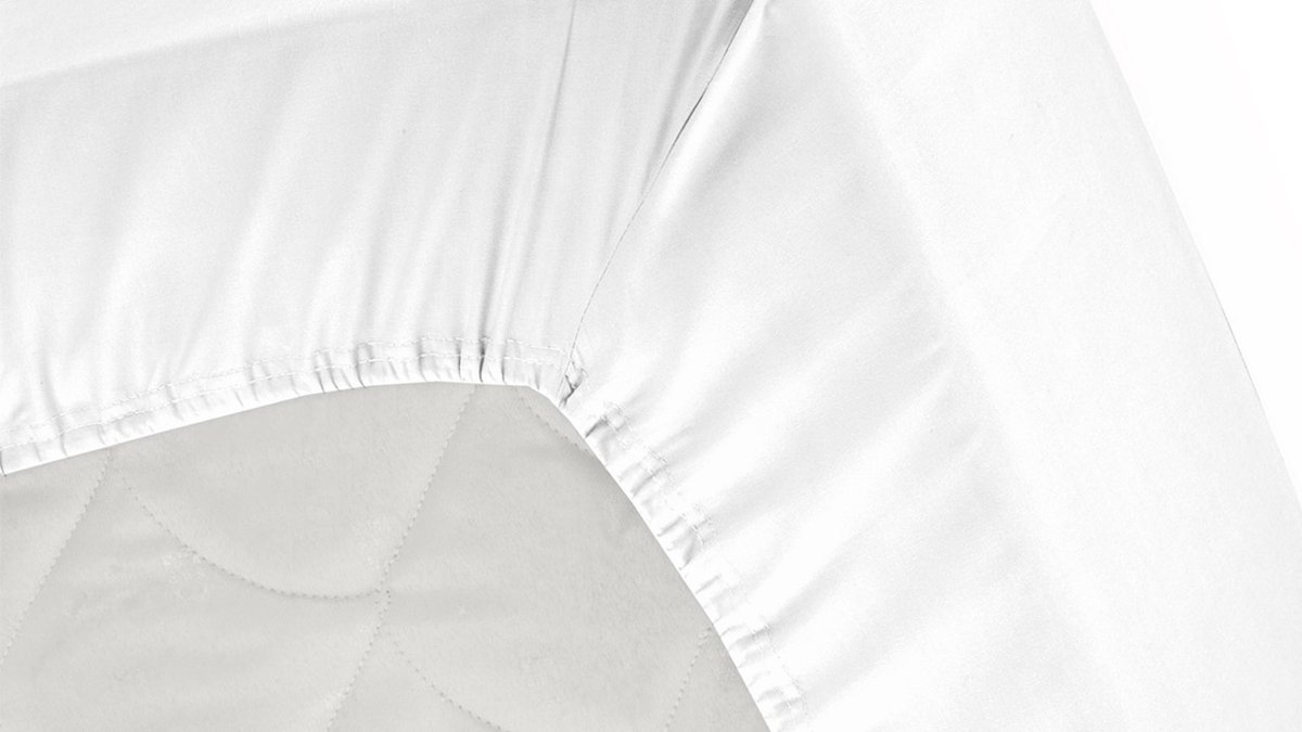 Cinderella Katoen-satijn Hoeslaken - 100% Katoen-satijn - 1-persoons (90x200 Cm) - White - Wit