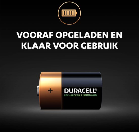 Duracell Oplaadbare Batterijen D, Blister Van 2 Stuks