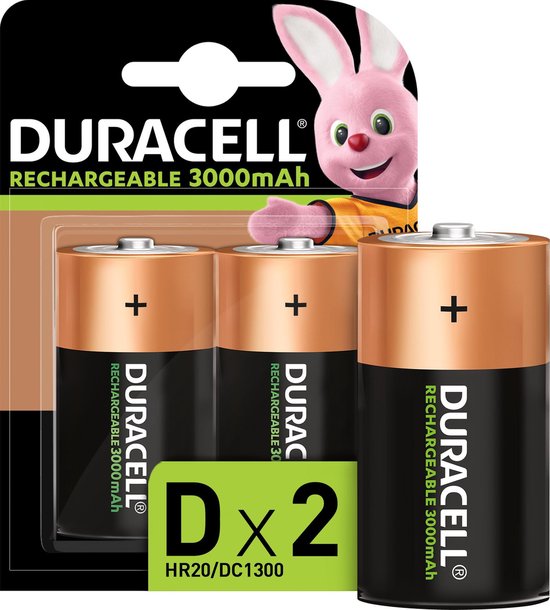 Duracell Oplaadbare Batterijen D, Blister Van 2 Stuks