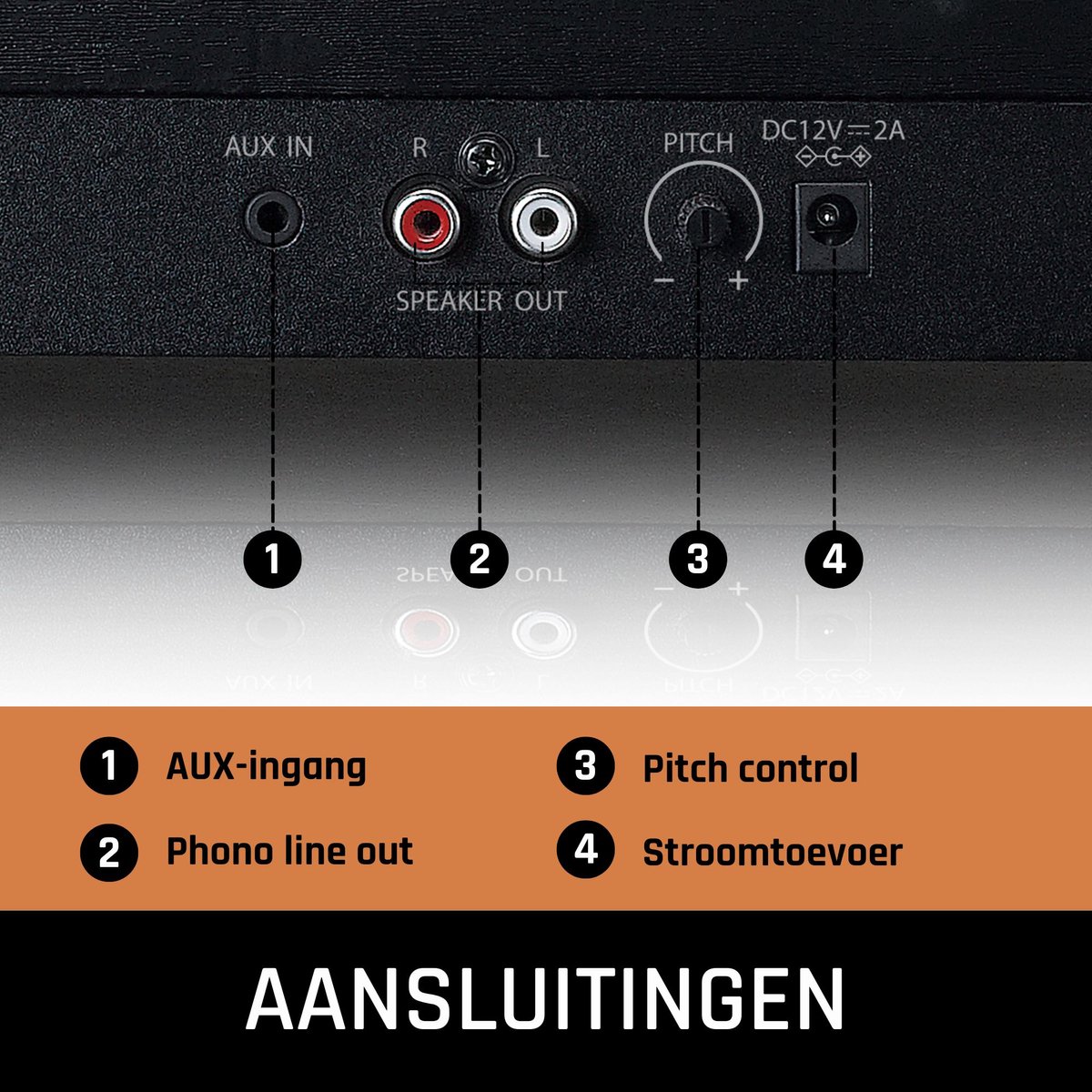 Lenco Houten Platenspeler Met Bluetooth, 2 Externe Speakers Ls-101bk - Zwart