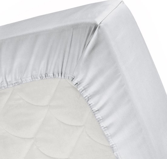 Cinderella Katoen-satijn Topper Hoeslaken - 100% Katoen-satijn - 1-persoons (100x210 Cm) - Light Grey - Grijs