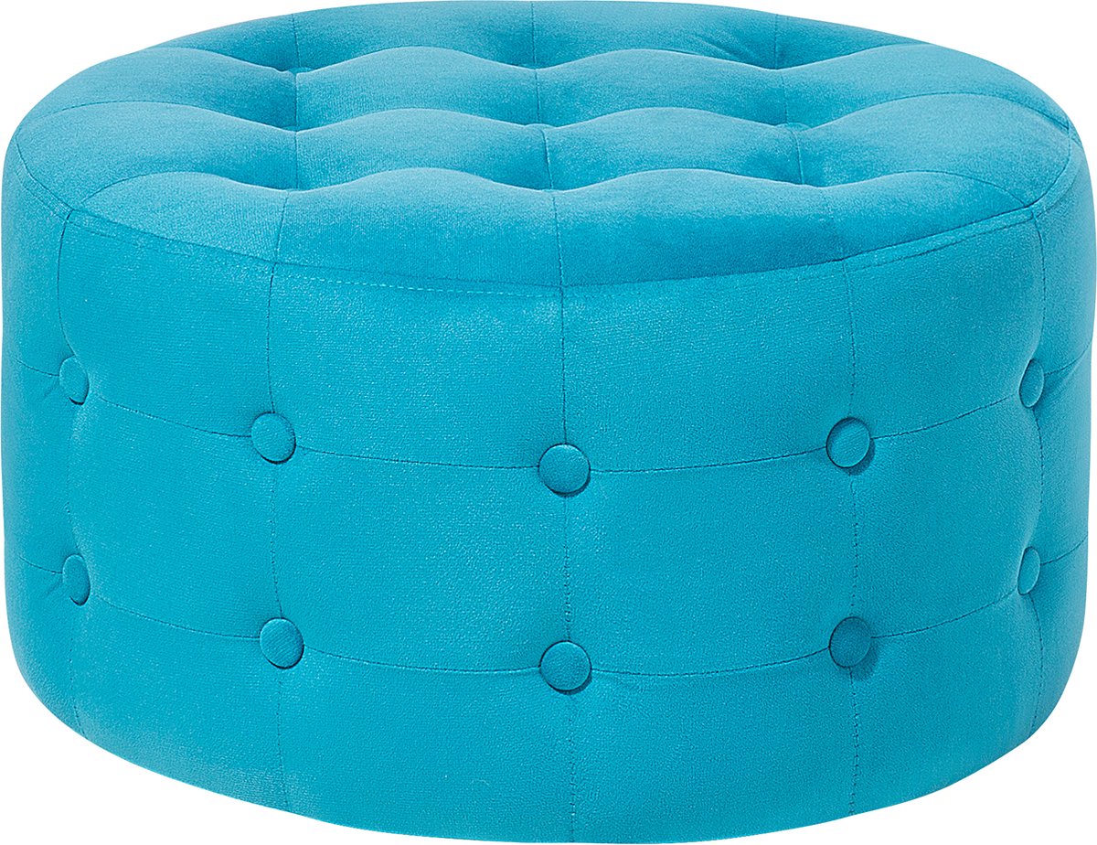 Beliani Tampa Poef Fluweel 55 X 55 Cm - Blauw