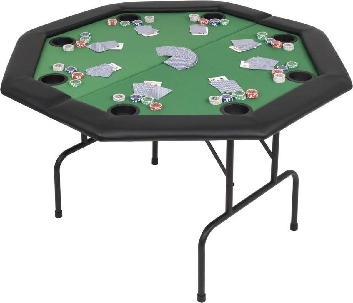 Vidaxl Pokertafel Voor 8 Spelers Achthoekig 2-voudig Inklapbaar - Groen