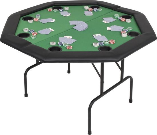 Vidaxl Pokertafel Voor 8 Spelers Achthoekig 2-voudig Inklapbaar - Groen