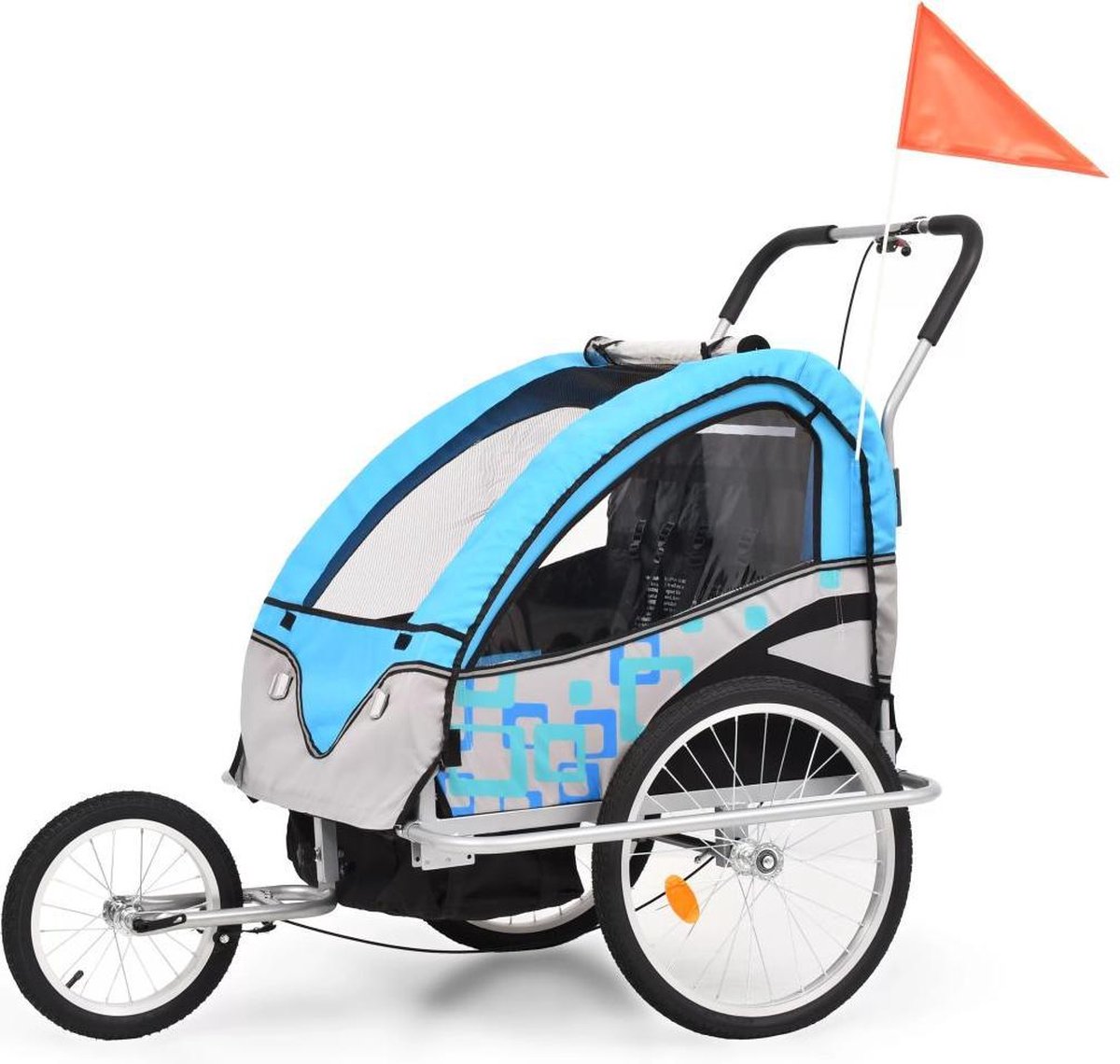 Vidaxl Kinderfietskar En Wandelwagen 2-in-1 En - Blauw