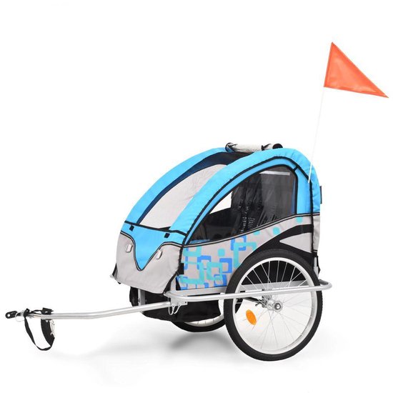 Vidaxl Kinderfietskar En Wandelwagen 2-in-1 En - Blauw