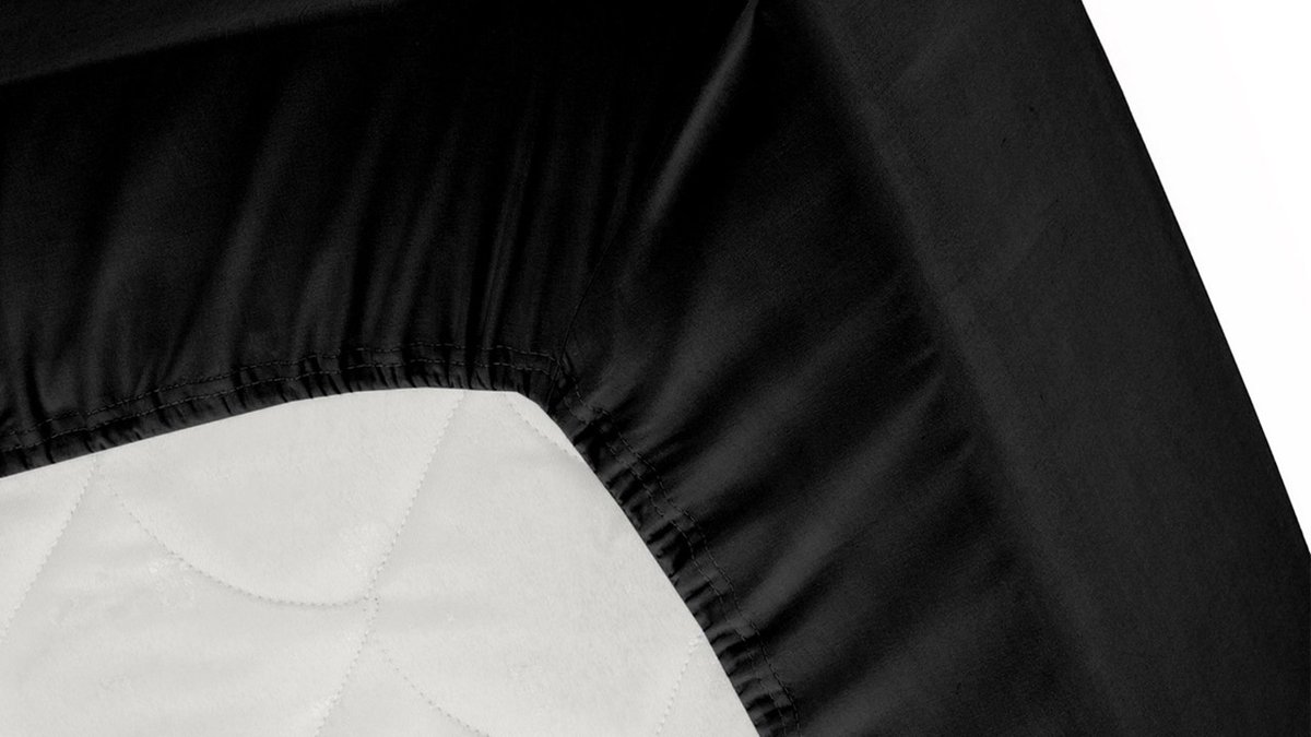 Cinderella Katoen-satijn Hoeslaken - 100% Katoen-satijn - 2-persoons (140x210 Cm) - Black - Zwart
