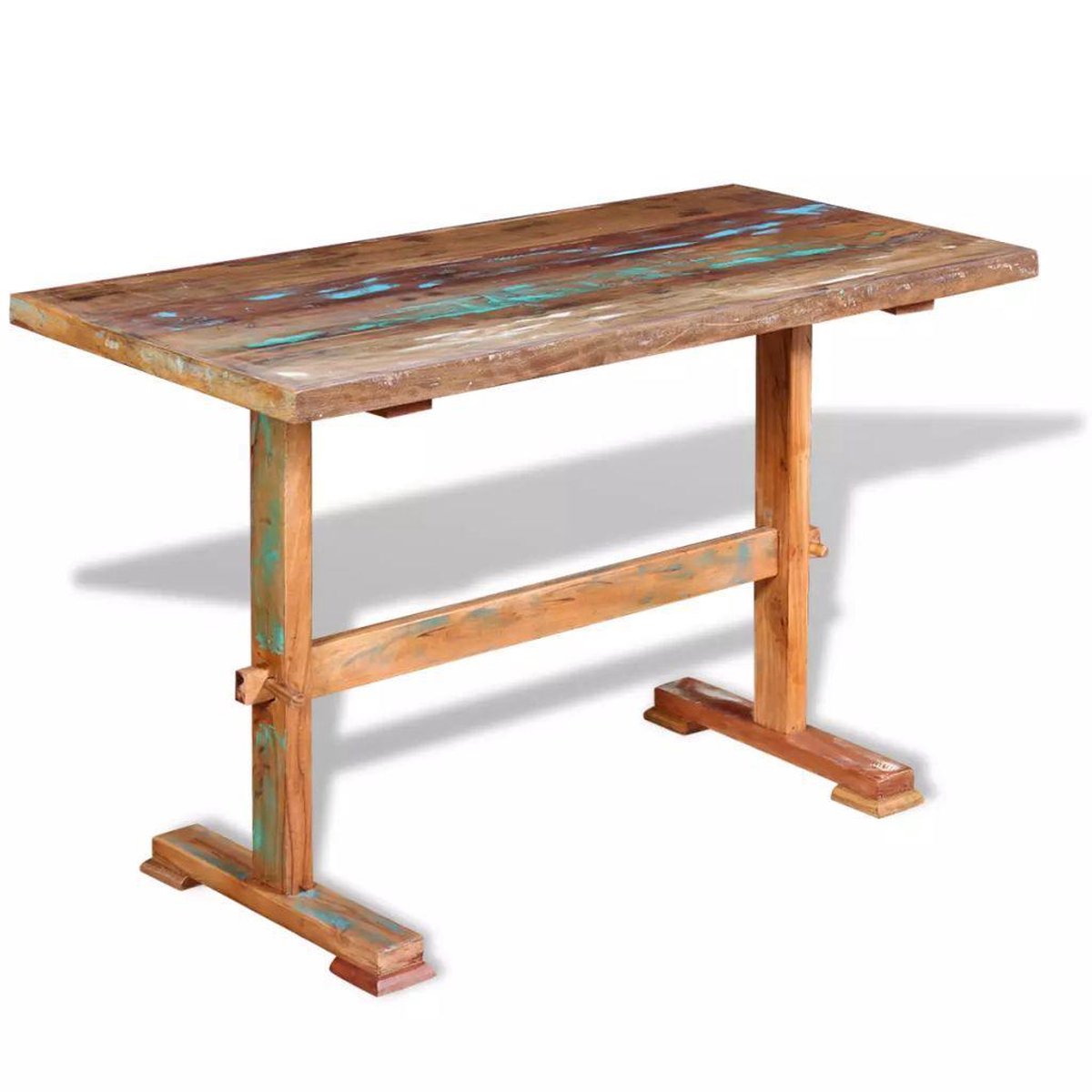 Vidaxl Eettafel Op Voet 120x58x78 Cm Massief Gerecycled Hout - Bruin