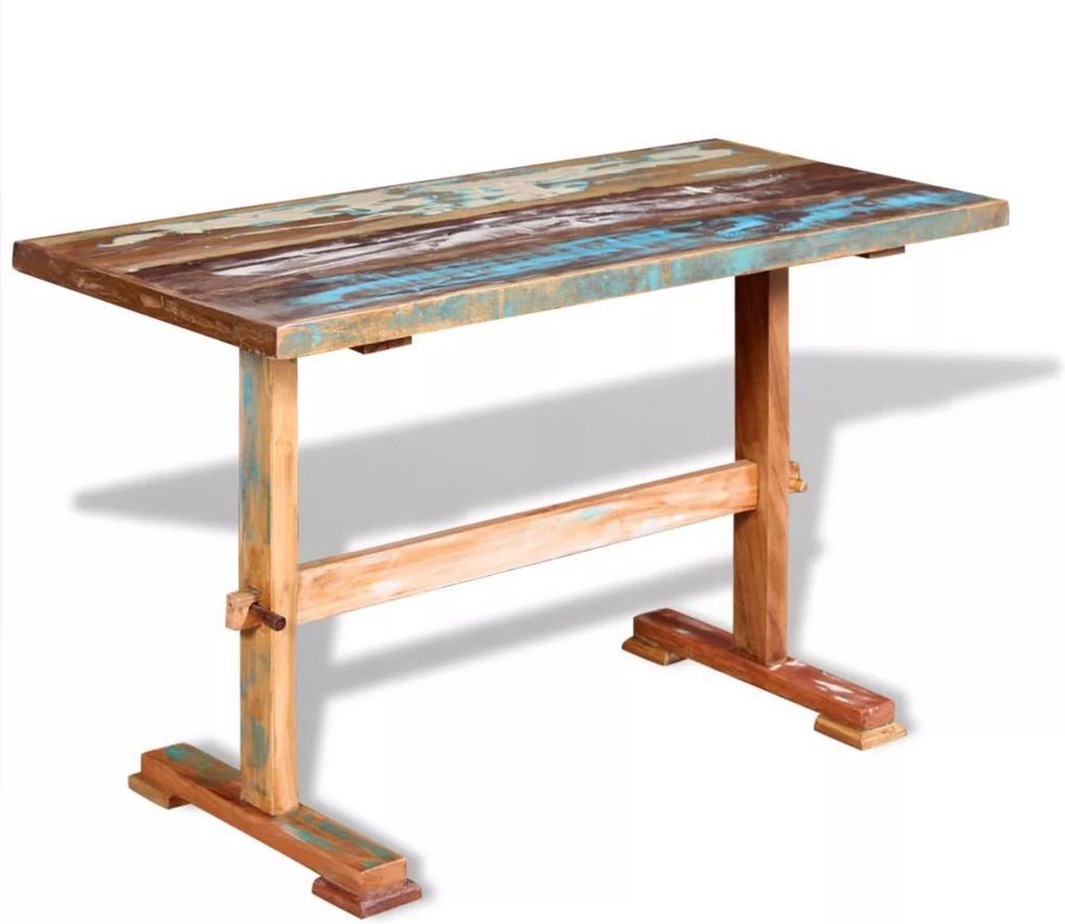 Vidaxl Eettafel Op Voet 120x58x78 Cm Massief Gerecycled Hout - Bruin