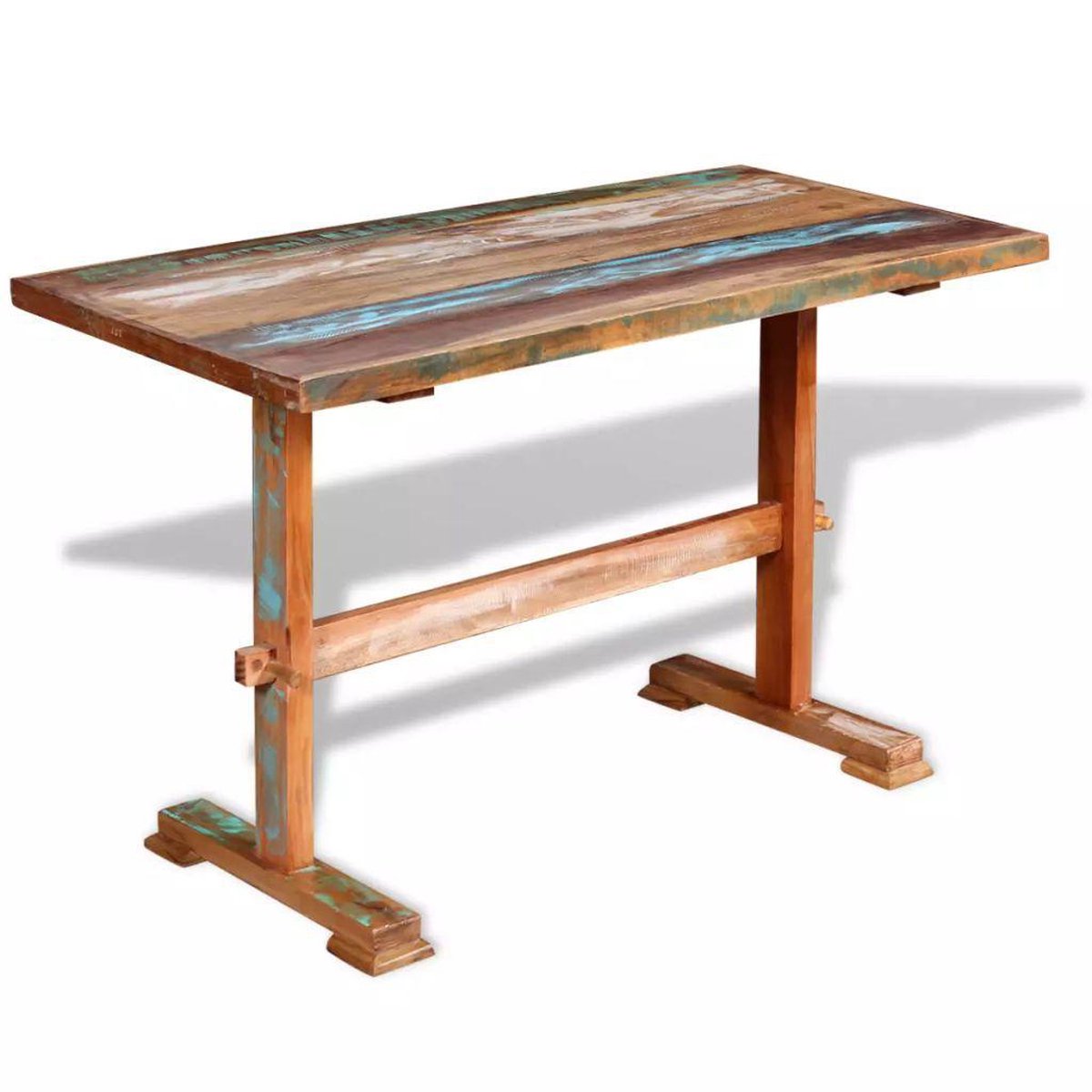 Vidaxl Eettafel Op Voet 120x58x78 Cm Massief Gerecycled Hout - Bruin