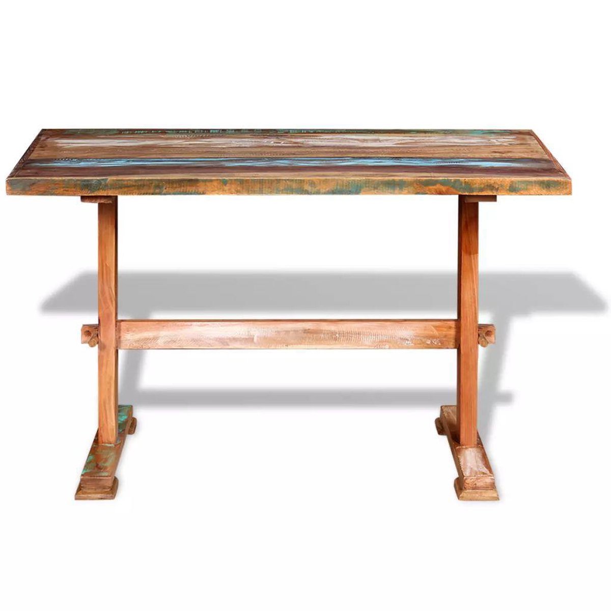 Vidaxl Eettafel Op Voet 120x58x78 Cm Massief Gerecycled Hout - Bruin
