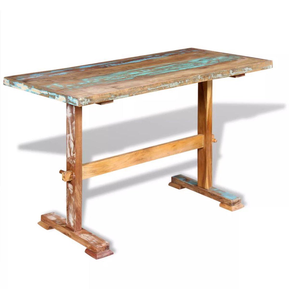 Vidaxl Eettafel Op Voet 120x58x78 Cm Massief Gerecycled Hout - Bruin