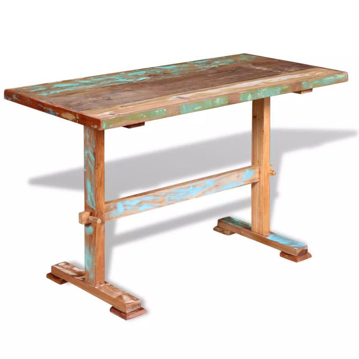 Vidaxl Eettafel Op Voet 120x58x78 Cm Massief Gerecycled Hout - Bruin