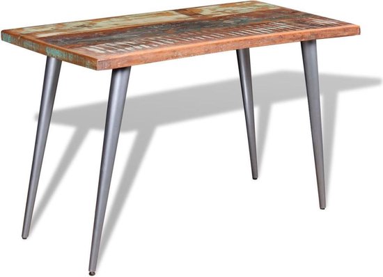 Vidaxl Eettafel 120x60x76 Cm Massief Gerecycled Hout - Grijs