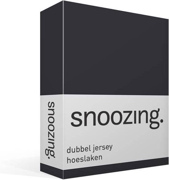 Snoozing - Dubbel Jersey - Hoeslaken - Eenpersoons - 90x210/220 Cm - Antraciet - Grijs