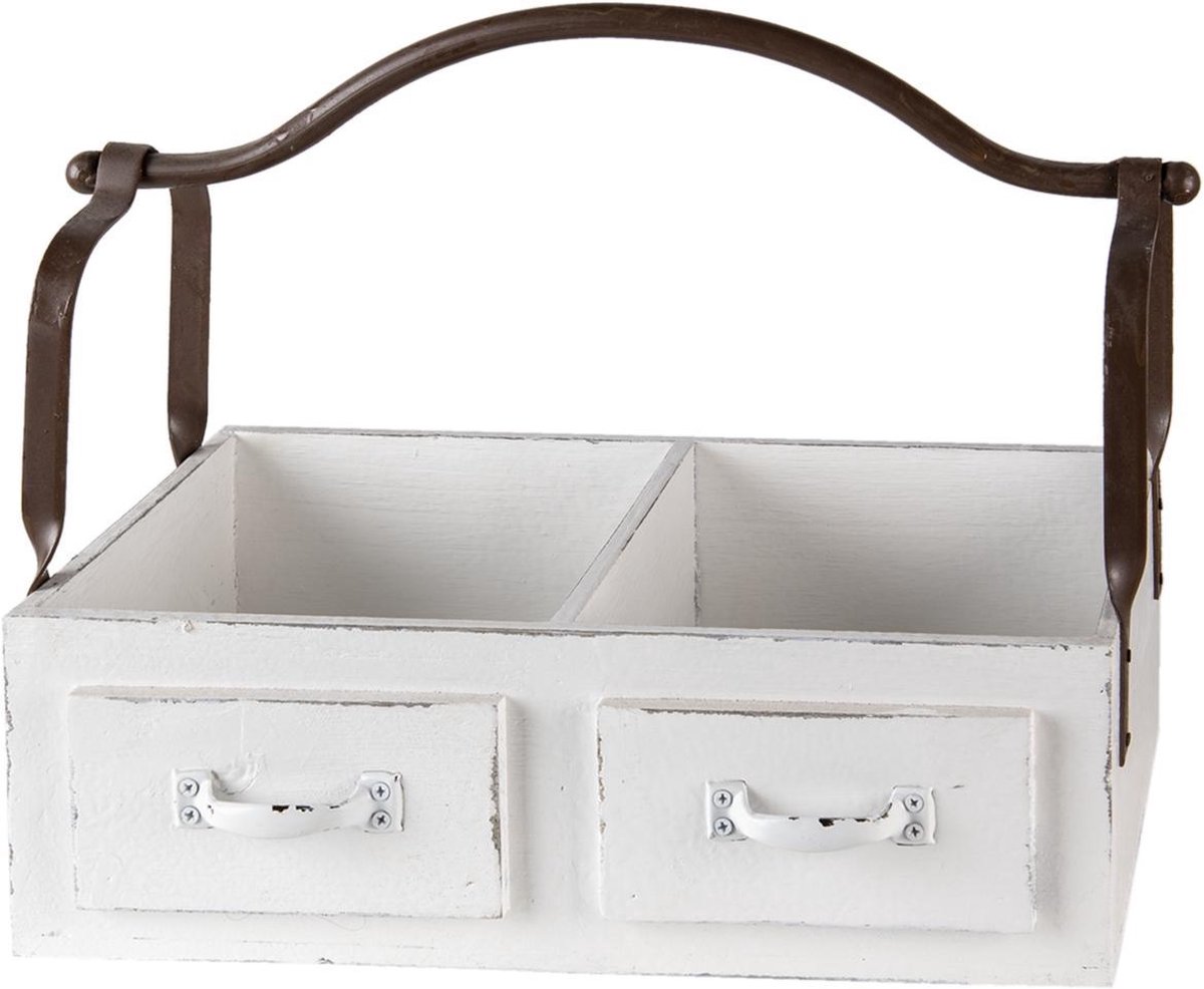 Clayre & Eef Opbergmand 41*19*29 Cm Hout/ Metaal Mand Mand - Wit