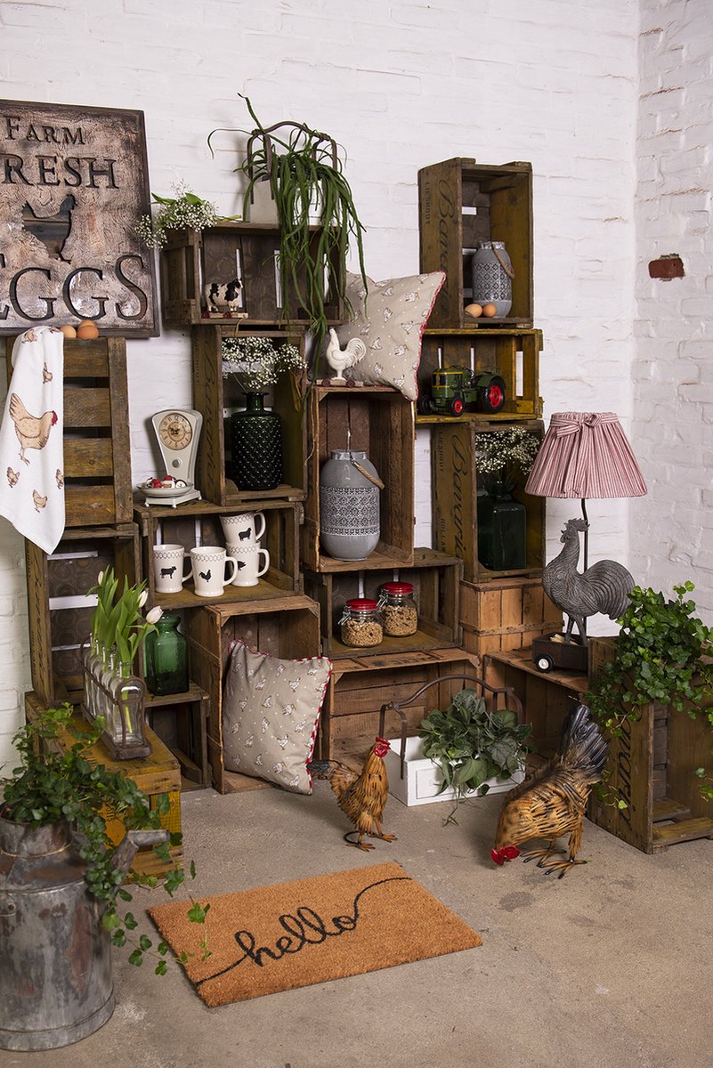 Clayre & Eef Opbergmand 41*19*29 Cm Hout/ Metaal Mand Mand - Wit