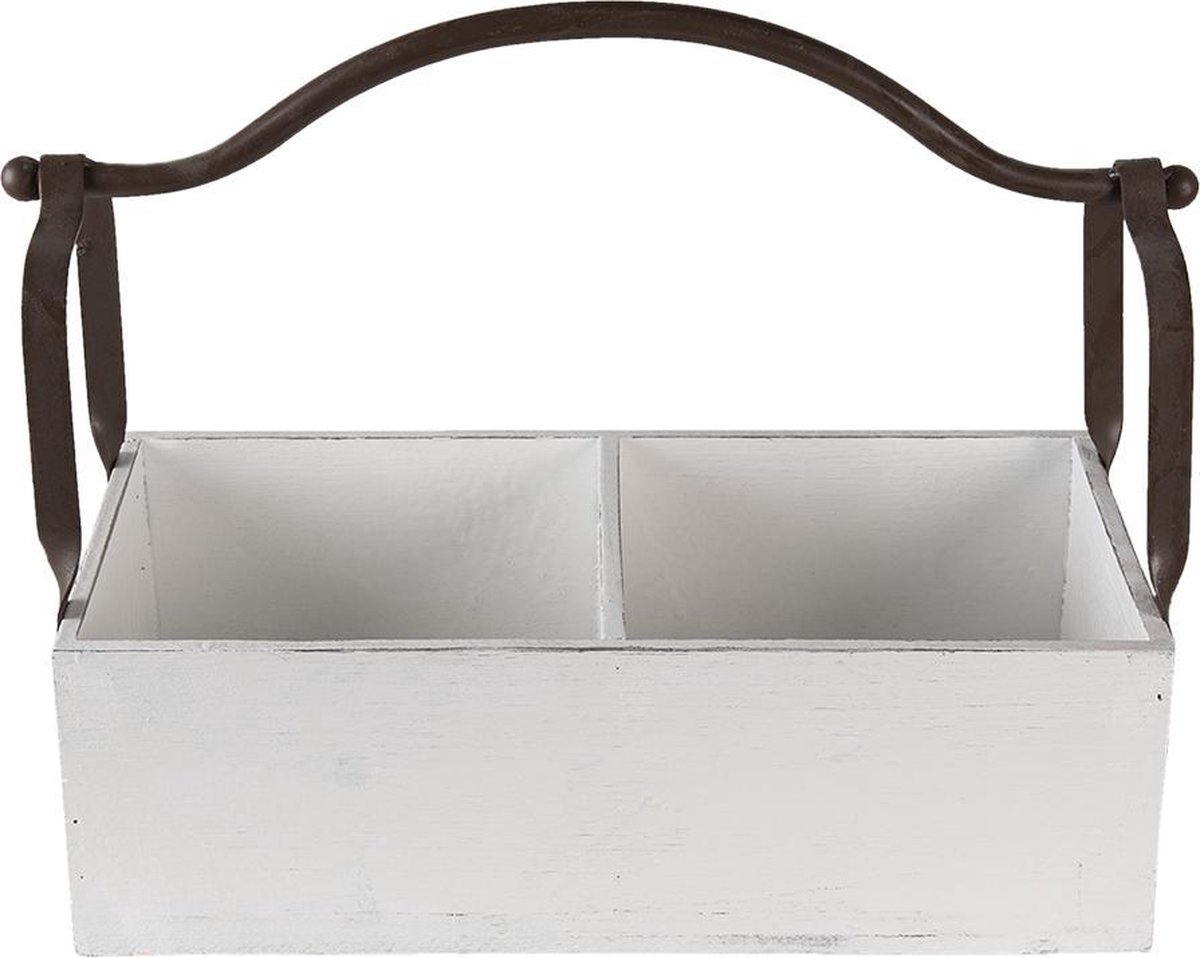 Clayre & Eef Opbergmand 41*19*29 Cm Hout/ Metaal Mand Mand - Wit