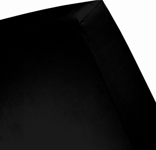 Cinderella Satijn Split-topper Hoeslaken - 100% Katoen-satijn - Lits-jumeaux (180x220 Cm) - Black - Zwart