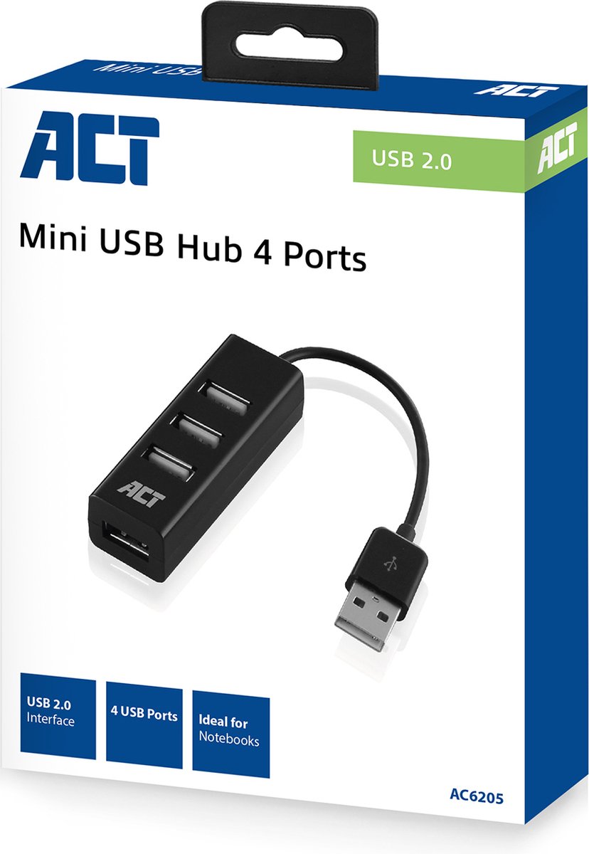 Ewent AC6205 4-poorts mini USB hub