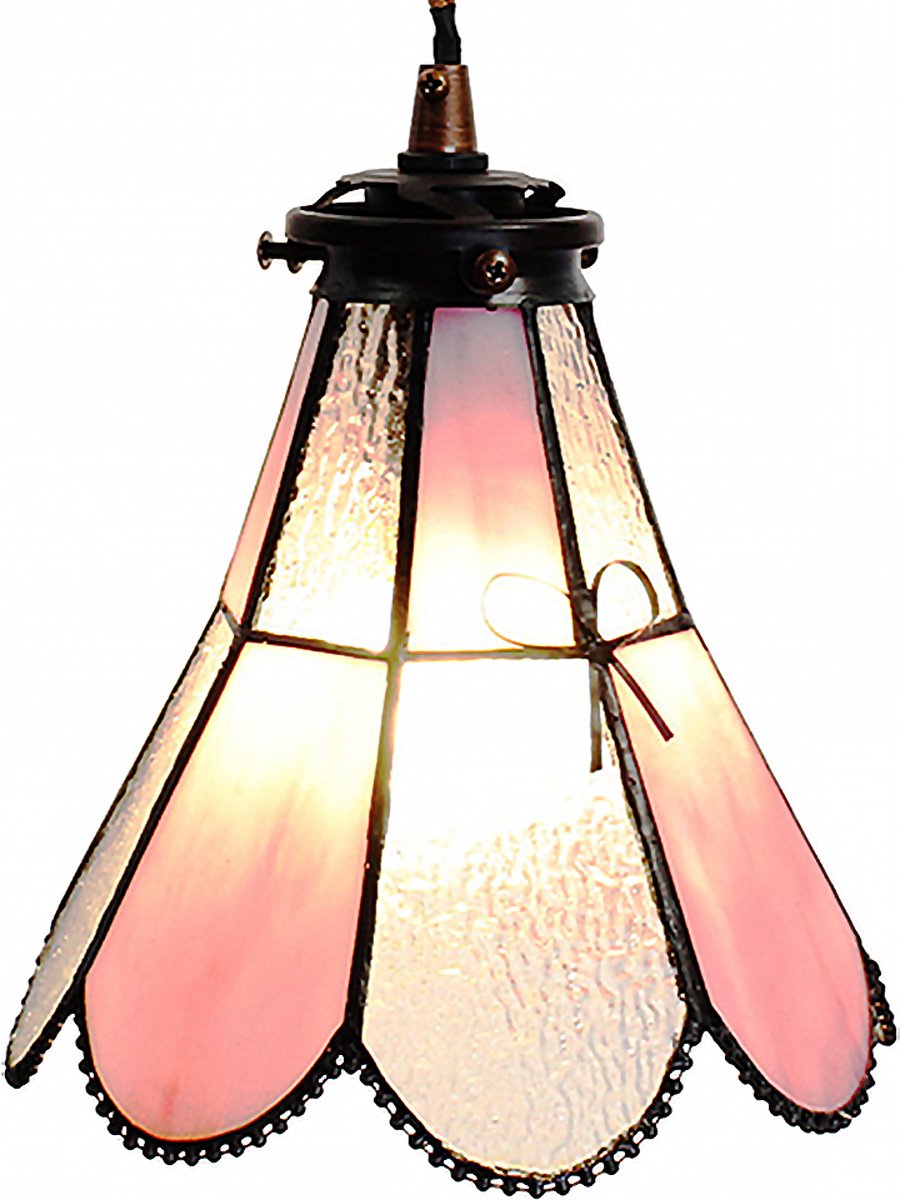 Clayre & Eef Hanglamp Tiffany 18*15*115 Cm E14/max 1*25w 5ll-6217 - Roze