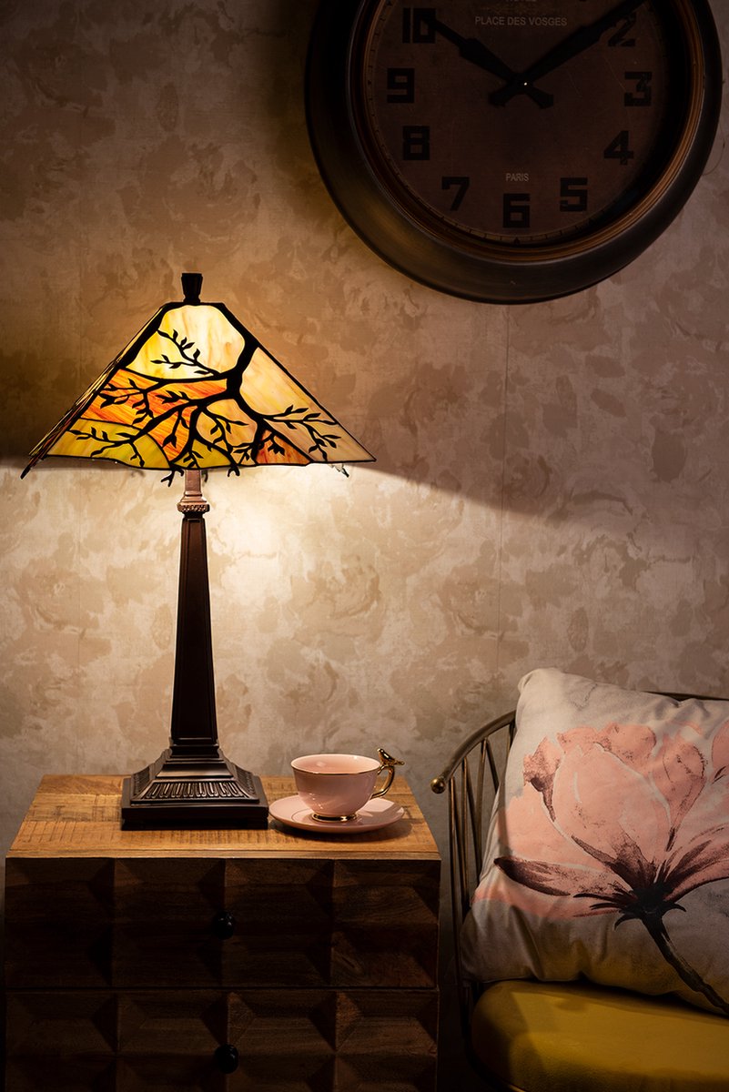 Clayre & Eef e Tafellamp Tiffany Ø 36*57 Cm E27/max 2*60w 5ll-6226 - Bruin