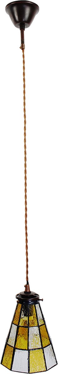 Clayre & Eef Gele Hanglamp Tiffany Ø 15*115 Cm E14/max 1*40w 5ll-6199 - Bruin