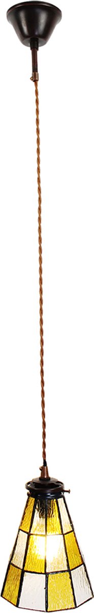 Clayre & Eef Gele Hanglamp Tiffany Ø 15*115 Cm E14/max 1*40w 5ll-6199 - Bruin