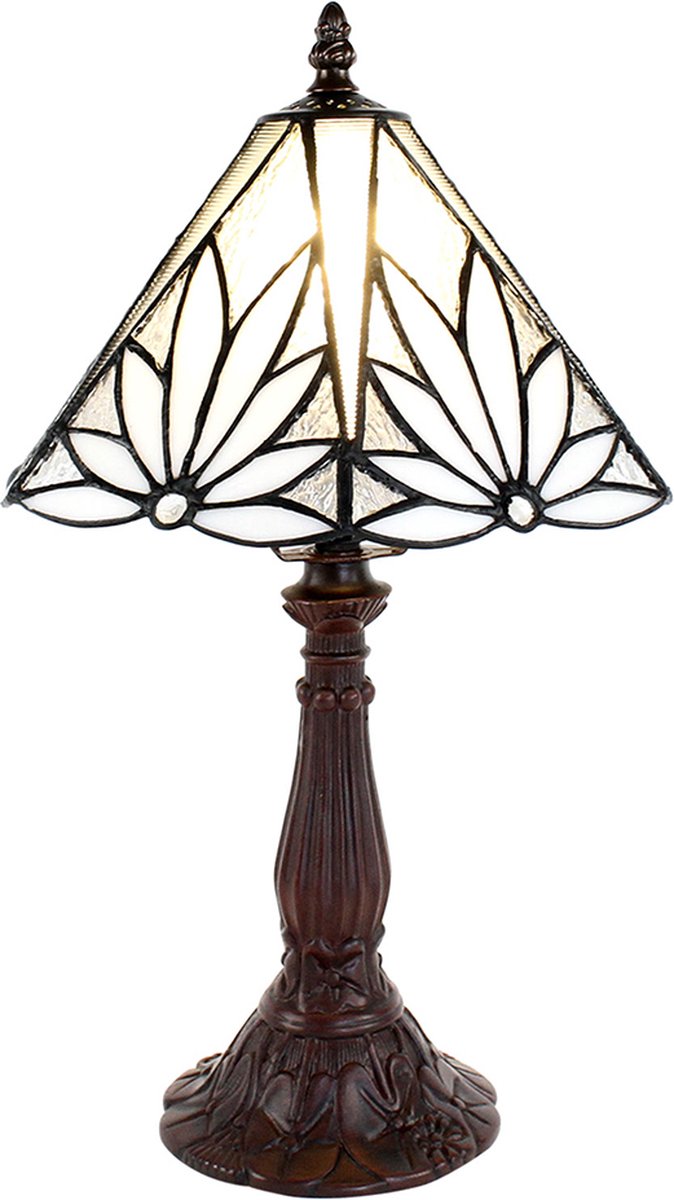 Clayre & Eef te Tafellamp Tiffany Ø 20*34 Cm E14/max 1*40w 5ll-6191 - Wit