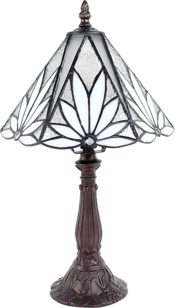Clayre & Eef te Tafellamp Tiffany Ø 20*34 Cm E14/max 1*40w 5ll-6191 - Wit