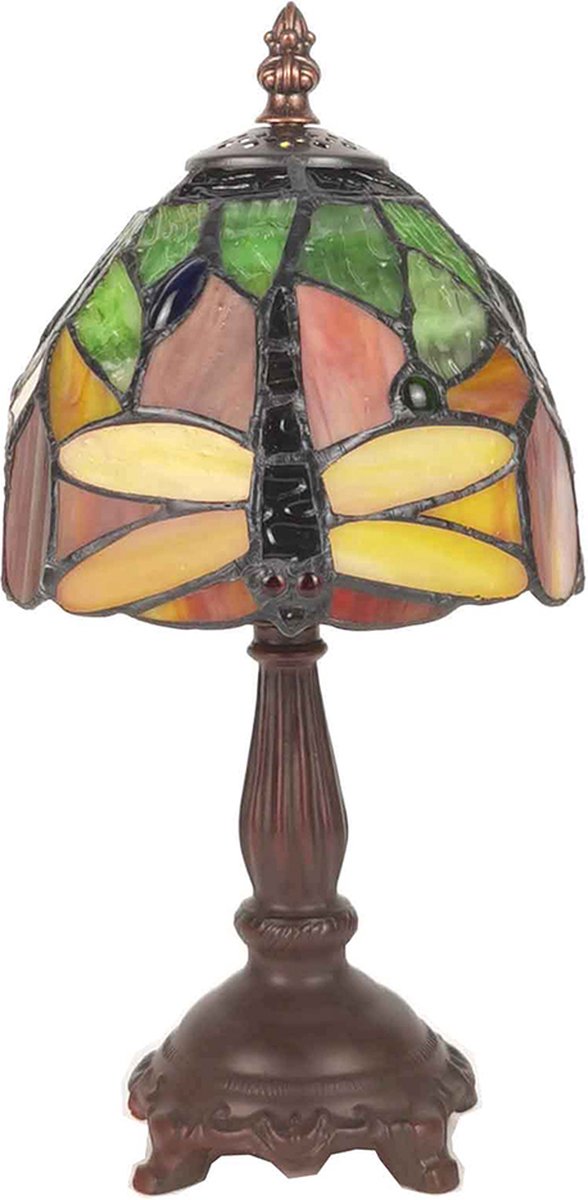 Clayre & Eef Tafellamp Tiffany Ø 15* 30 Cm E14/max 1*40w 5ll-6124 - Groen